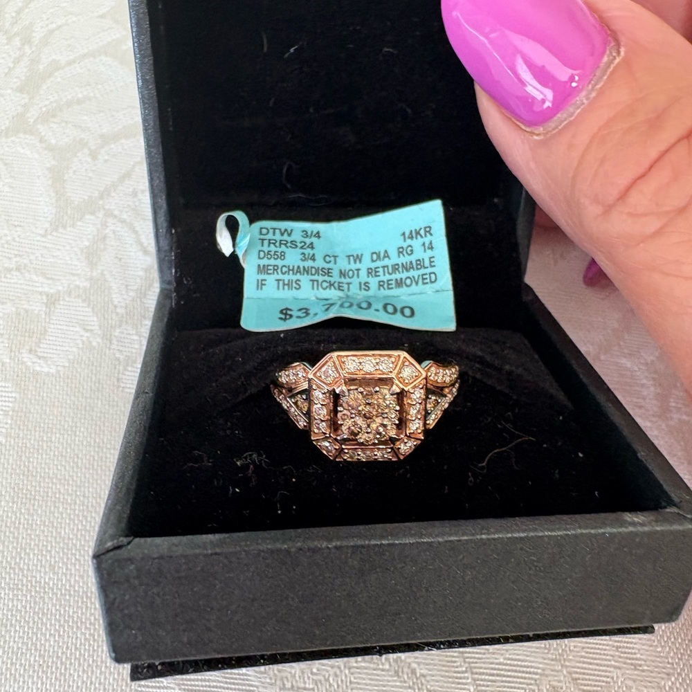 LeVian Chocolate Diamond 14K Strawberry Gold Women's Ring - Picture 3 of 8